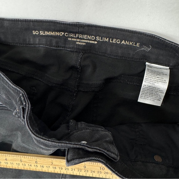 Chicos Embellished Bedazzled Aztec Black Jeans, Size 12P, So Slimming Girlfriend - Picture 4 of 10